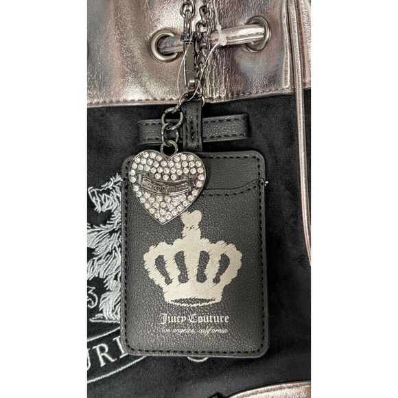 Juicy Couture Classic Scottie Dog Tote Bag Black Velour Metallic Trim HTF Viral - Picture 2 of 15